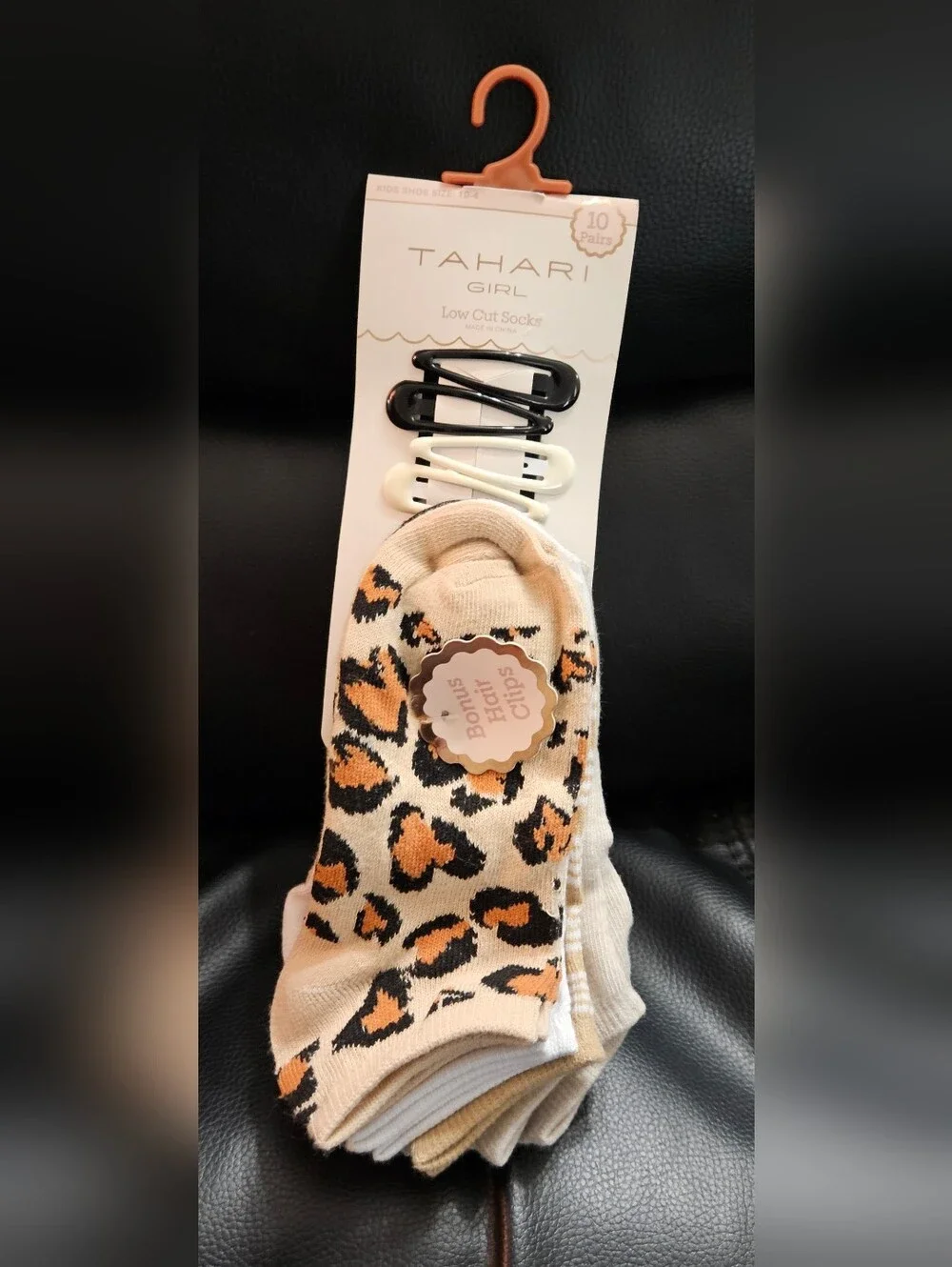 Tahari Kids Low Cut Socks 10 Pairs With Hair Clips New
